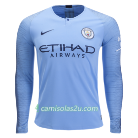 Camisolas de futebol Manchester City Equipamento Principal 2018/19 Manga Comprida
